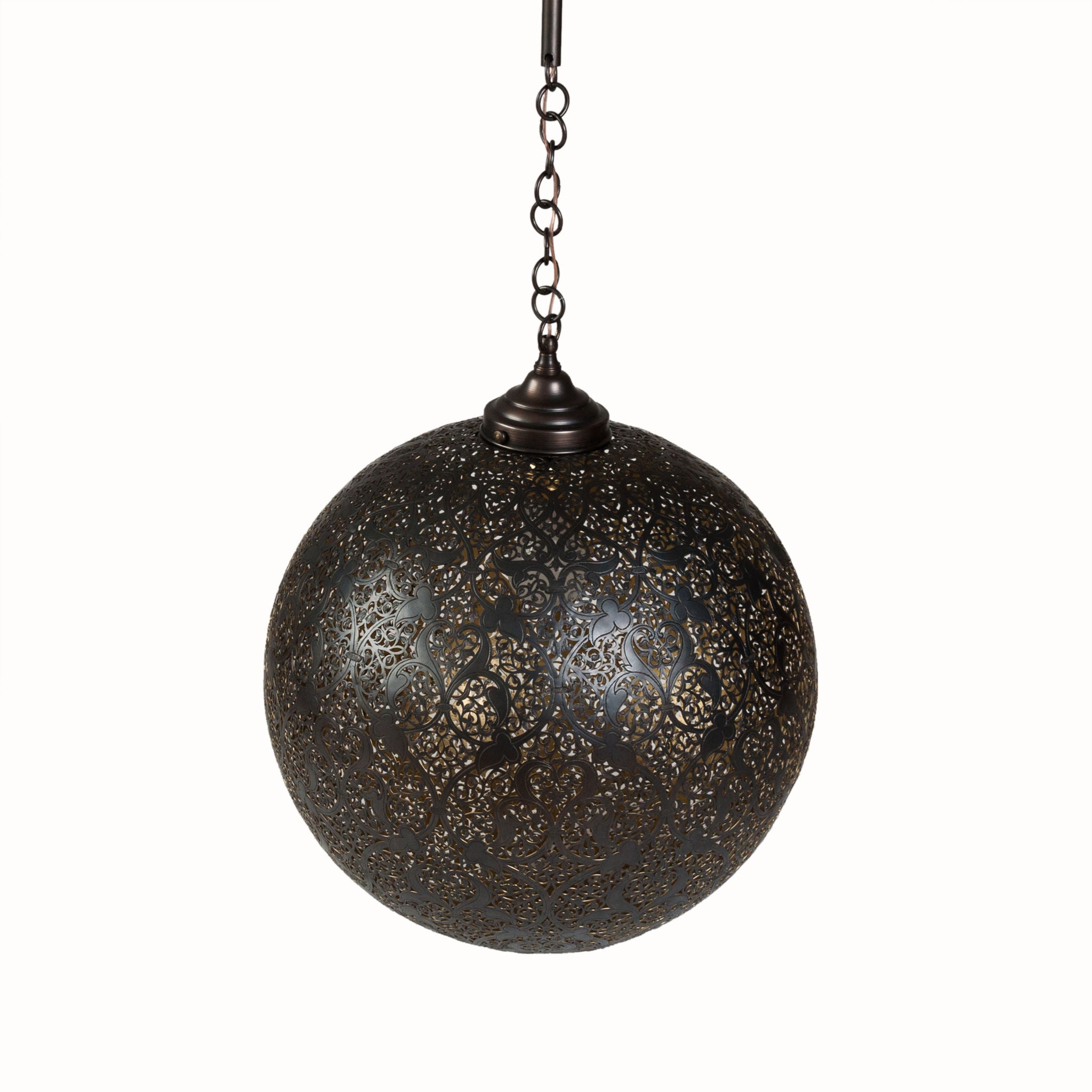 Black Moroccan handmade brass hanging lamp