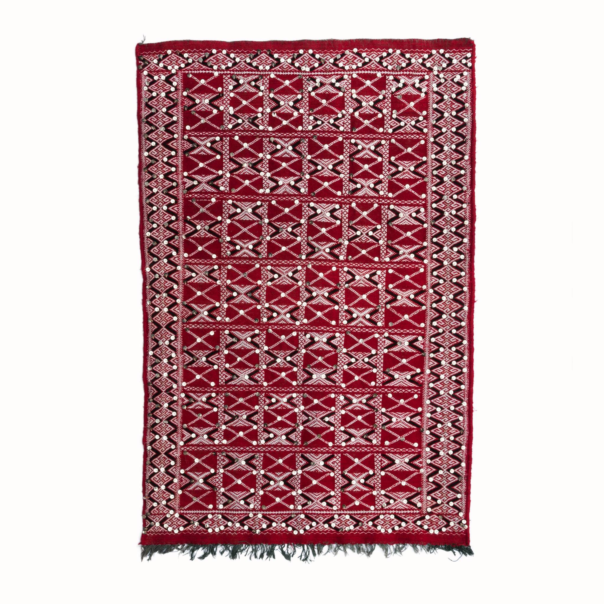 Small Vintage Patterned Rug with Sequins